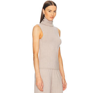 Helsa Faye Knit Top Taupe Turtleneck knit sleeveless size S NWT $208msrp